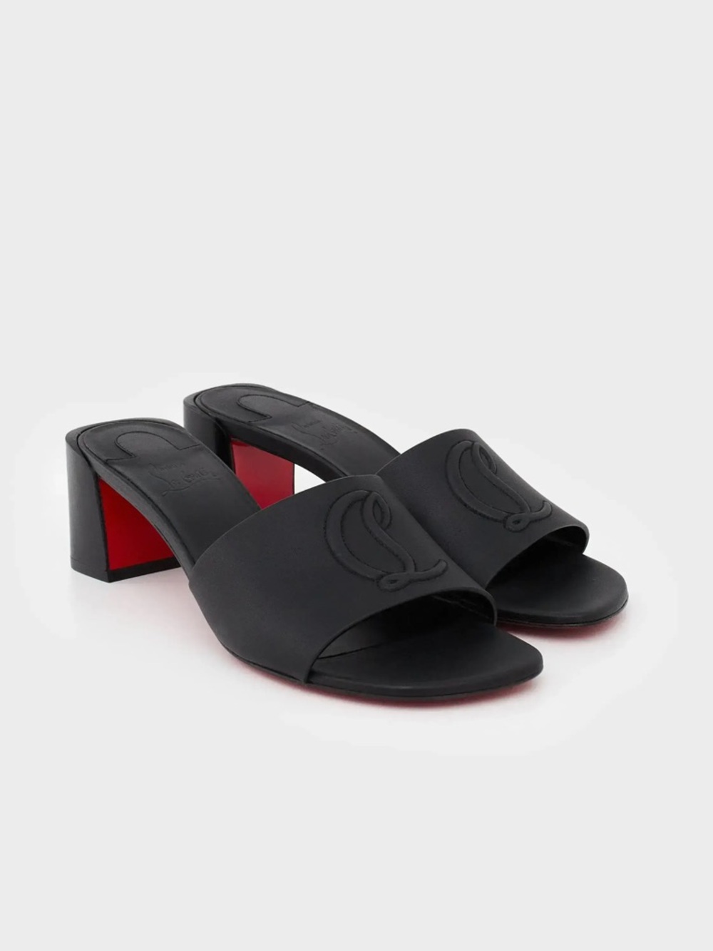 Christian Louboutin So CL 55 black leather embossed mules